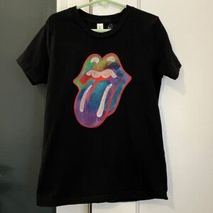Rolling Stones Black Rainbow Tee in Airlume Jersey, Kids Sz M by Bella + Canvas